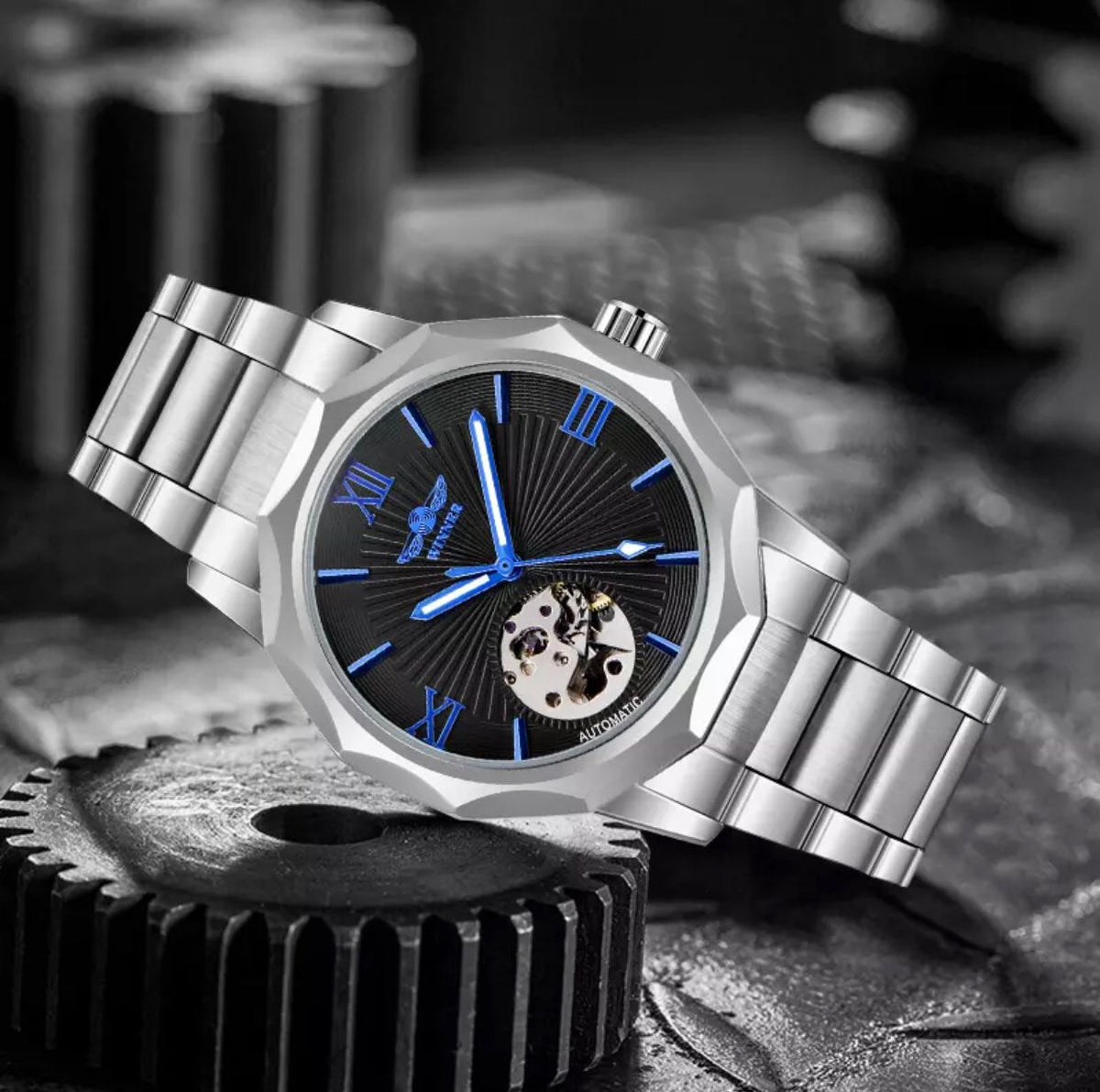 Winner men's sale skeleton watch