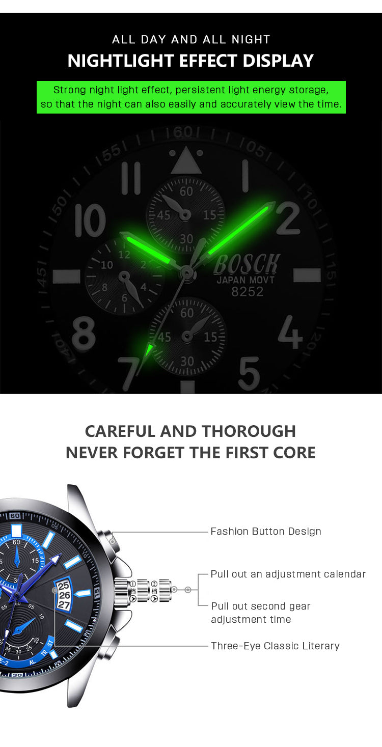 BOSCA Men's Watch Luminous Watch