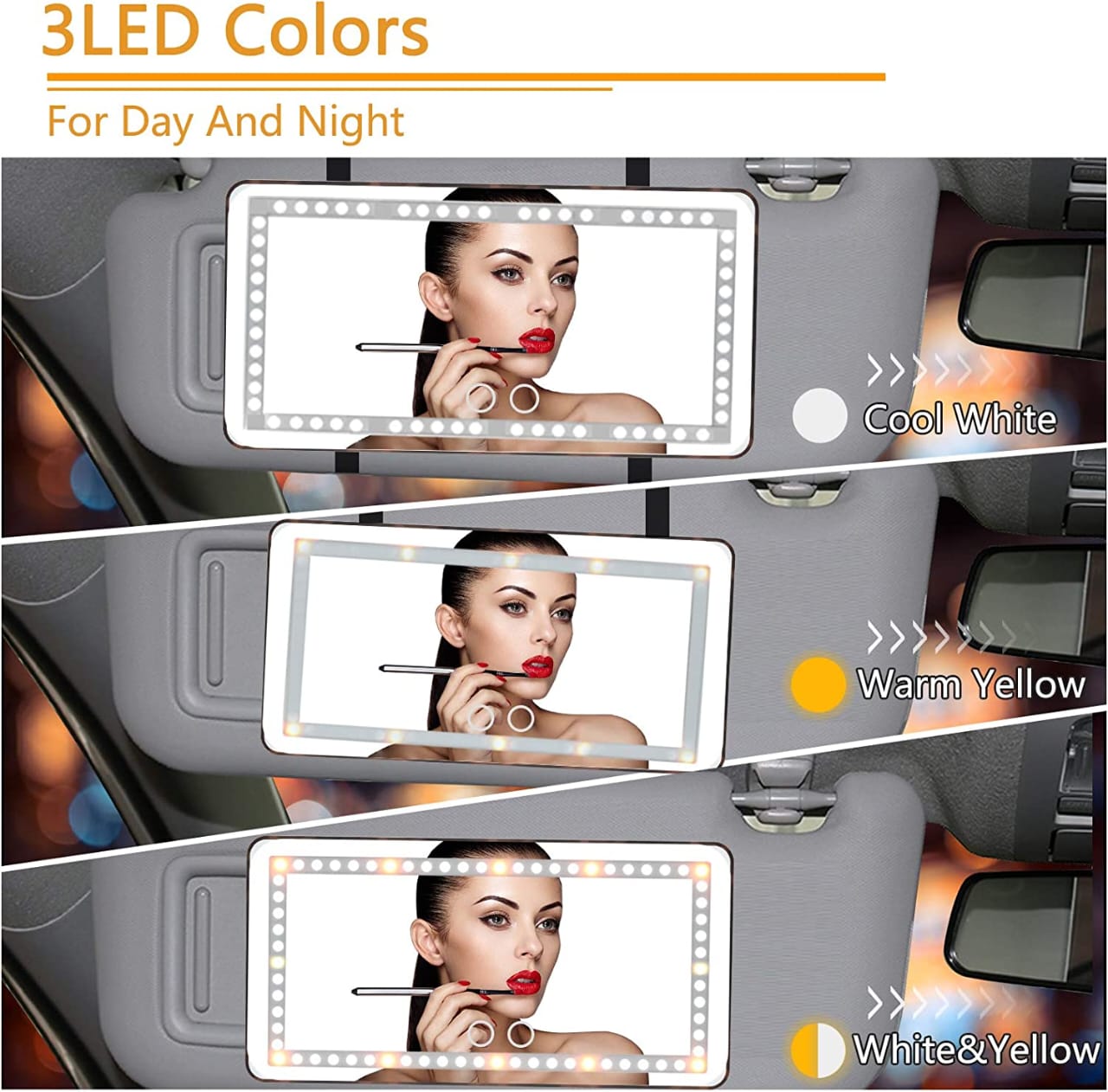 Car Visor Vanity Mirror with Led Lights