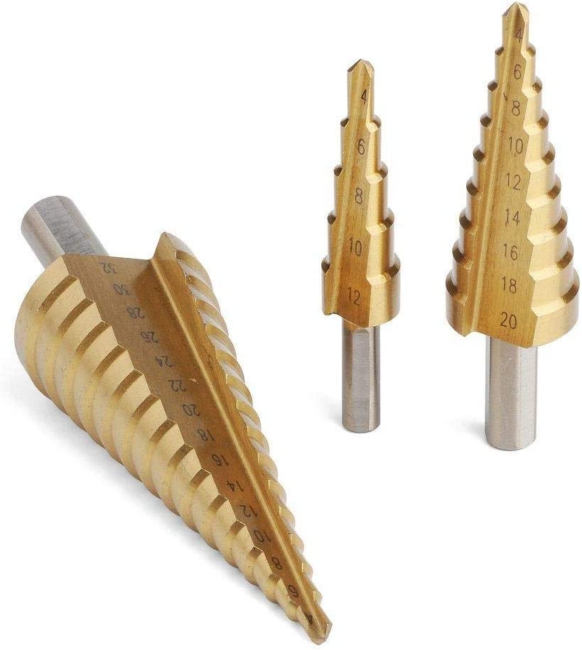 3 PCS Cone Drill Titanium Bit Set 4-12/20/32mm - Saadstore