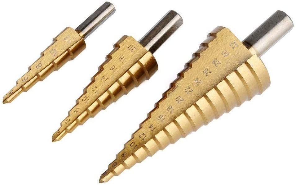 3 PCS Cone Drill Titanium Bit Set 4-12/20/32mm - Saadstore