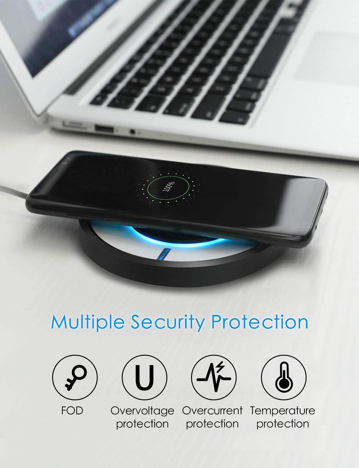 Qi-Certified Fast Wireless Charging Pad