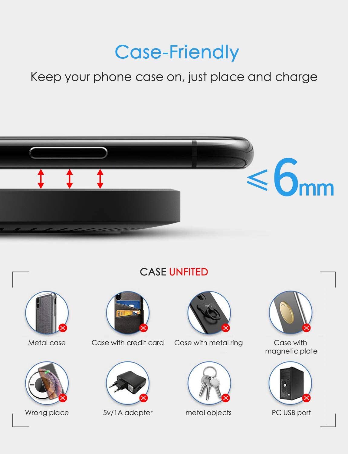 Qi-Certified Fast Wireless Charging Pad