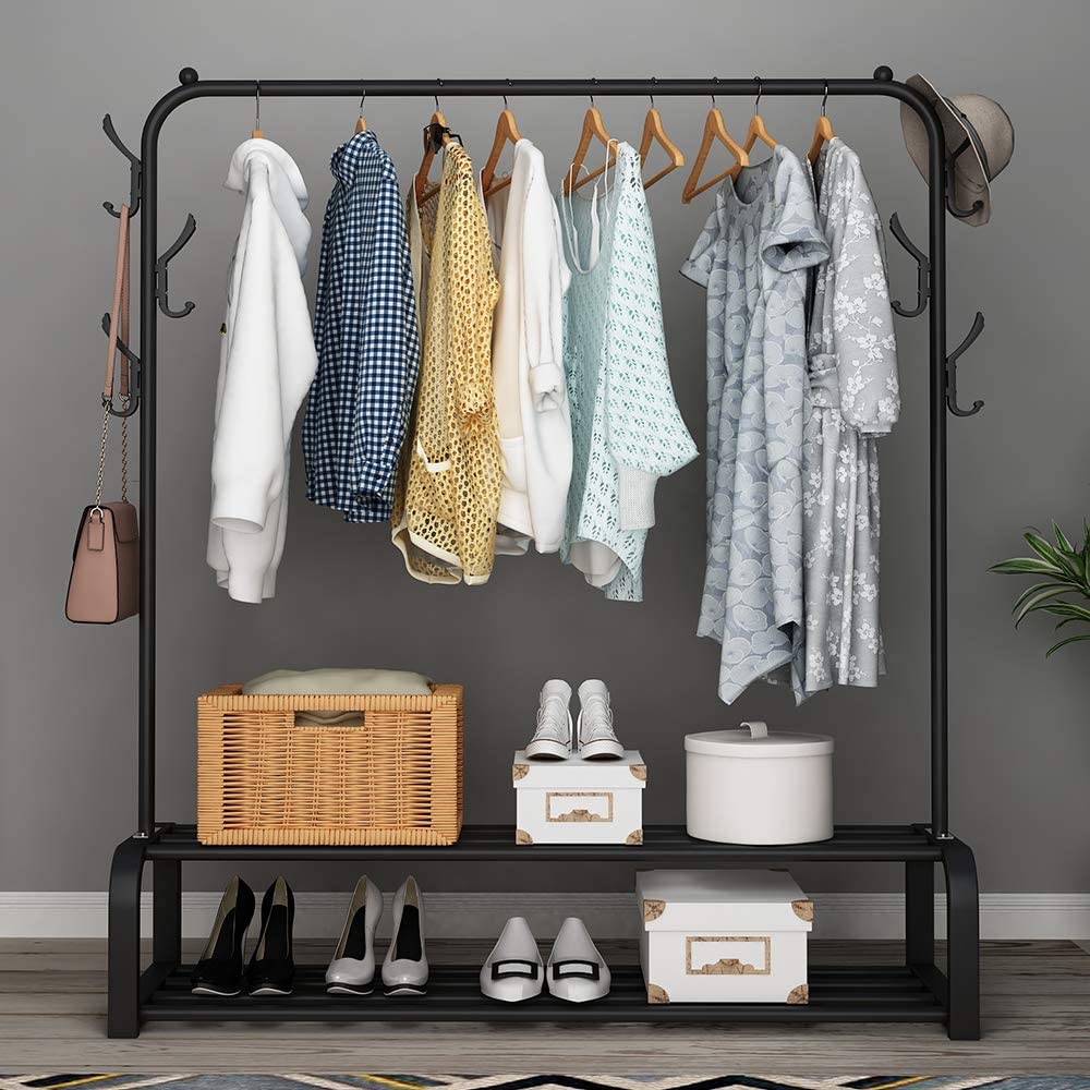 Clothing  Rack with Top Rod, Lower Storage