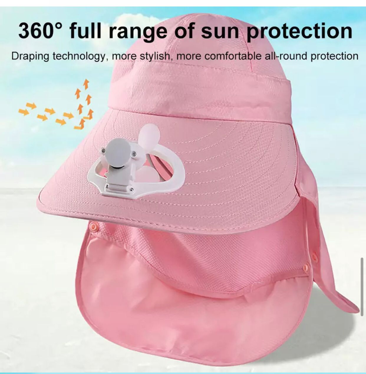 Summer Detachable Outdoor Anti-sun Brim Hat With Fan