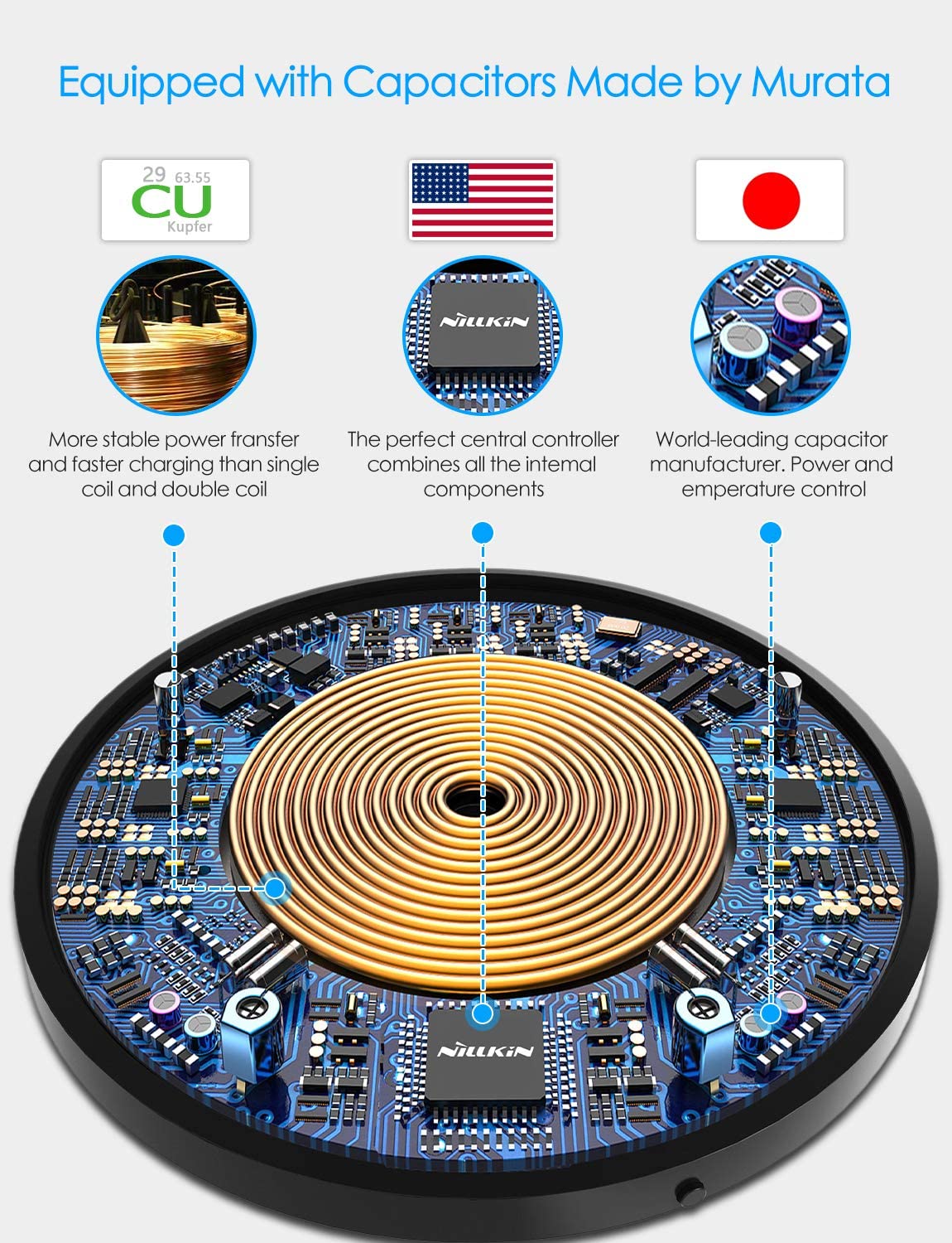 Qi-Certified Fast Wireless Charging Pad