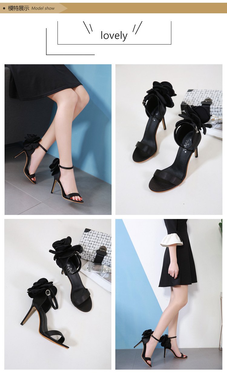 Woman High Heels Stiletto High-heeled Big Flower Buckle