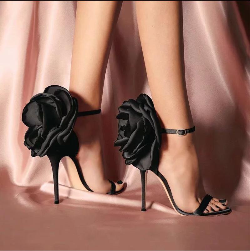 Woman High Heels Stiletto High-heeled Big Flower Buckle