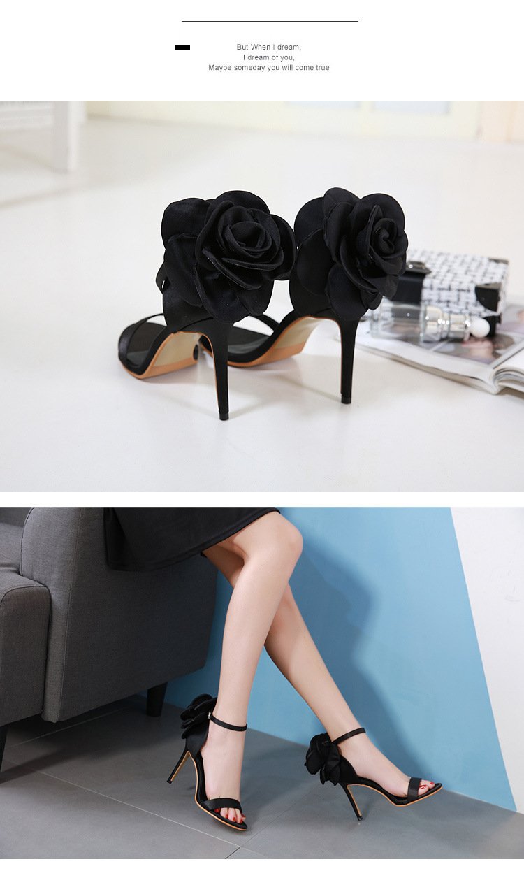 Woman High Heels Stiletto High-heeled Big Flower Buckle