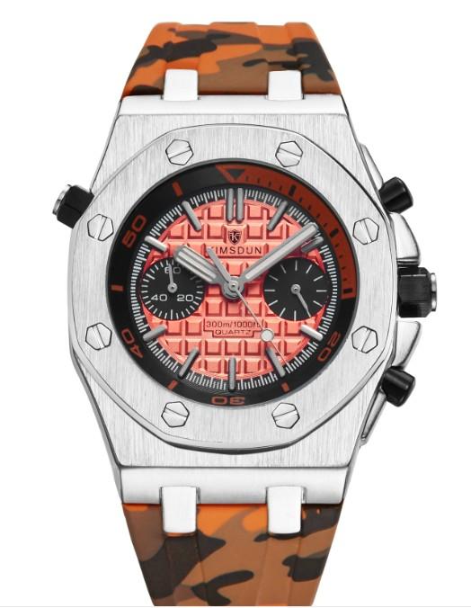 KIMSDUN  Camouflage Silicone Strap Quartz Men Watch