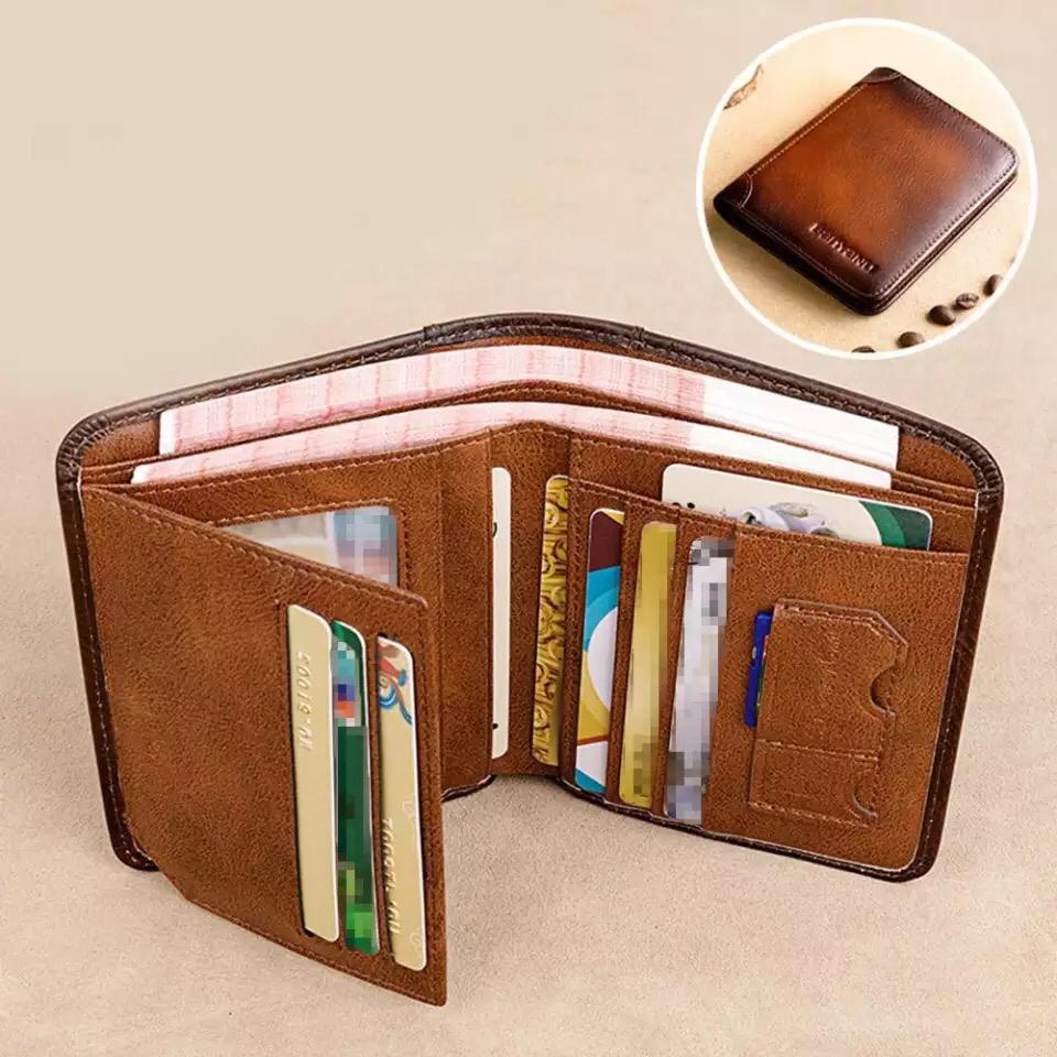 Genuine Leather Male Purse Card Holder Wallet Men