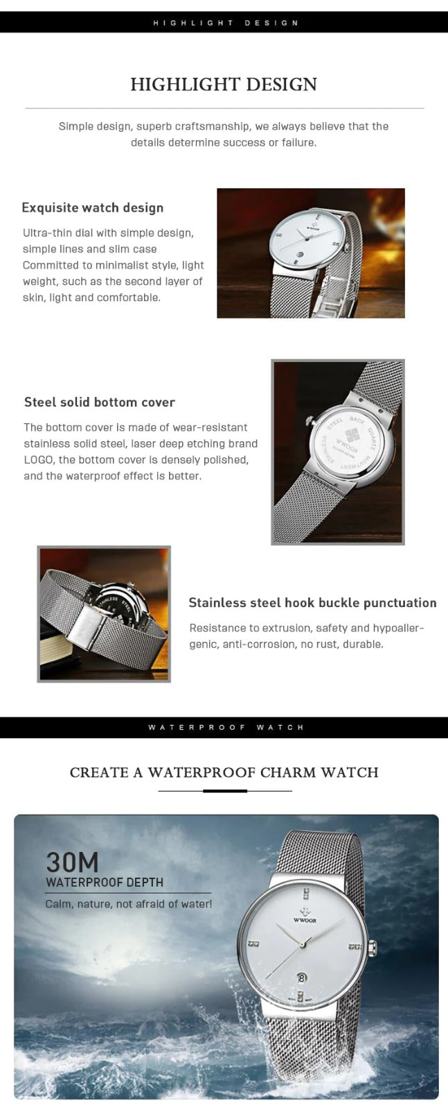 Men's Stainless Steel Mesh Belt Watch