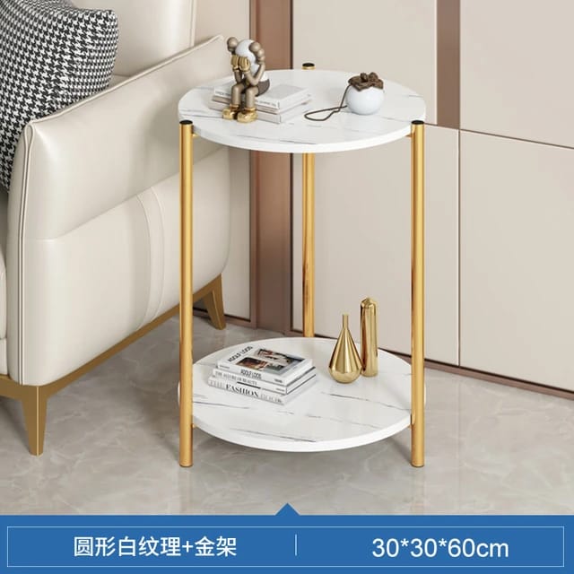 2-Tier Coffee End Table  with Gold Steel Frame