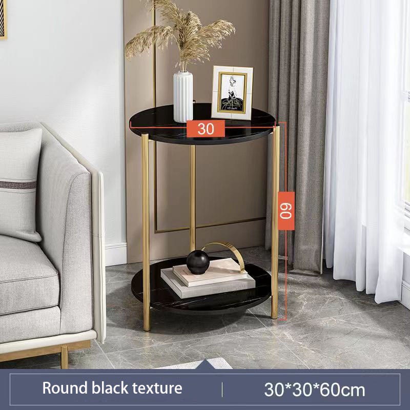 2-Tier Coffee End Table  with Gold Steel Frame