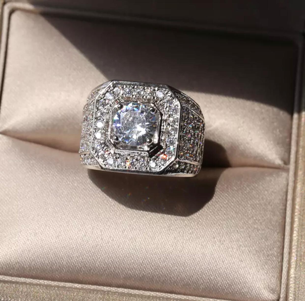 Cubic zirconia men's ring